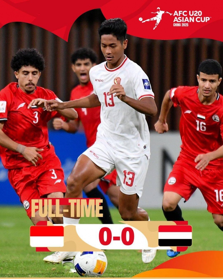 U20亚洲杯:印尼0-0战平也门,两队分列C组第三、第四